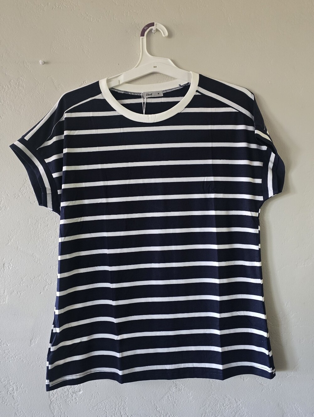 Navy and White Striped Short Sleeve Tee